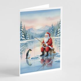 Santa Claus Ice Fishing on the Lake Christmas Greeting Cards Pack of 8 Blank Cards with Envelopes Whimsical A7 Size 5x7