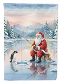 Santa Claus Ice Fishing on the Lake Christmas Garden Flag Mailbox Decorative Yard Banner Outside Patio Artwork for Flower Beds, Garden Size
