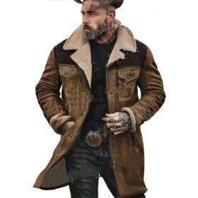 Suede Multicolor Jacket Multi-pocket Zipper (Option: Khaki-L)