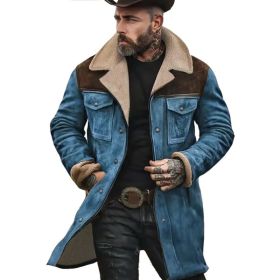 Suede Multicolor Jacket Multi-pocket Zipper (Option: Blue coffee-M)