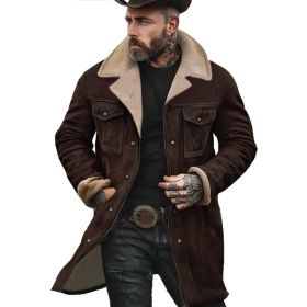 Suede Multicolor Jacket Multi-pocket Zipper (Option: 5183 coffee brown solid color-M)