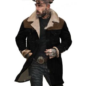 Suede Multicolor Jacket Multi-pocket Zipper (Option: Black-L)