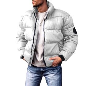 Coat Stand-up Collar Downcotton-padded Jacket Thickened Men's Cotton Jacket (Option: Grey-XS)