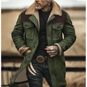 Suede Multicolor Jacket Multi-pocket Zipper (Option: Green-L)