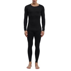 Men's Thermal Underwear Black Stylish Soft Close Fitting Men Cold Weather Top Bottom Set Base Layer For Autumn Winter L (Option: Default)