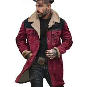 Suede Multicolor Jacket Multi-pocket Zipper (Option: Wine Red-S)